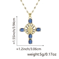 Kreuzanhänger mit blauen Steinen und Jungfrau Maria Motiv in 18k Gold-Finish - Anhänger + Lippenkette / Jungfrau Maria Halskette Dunkelblauer Edelstein (Stil S)