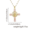 Kreuzanhänger-Halskette mit rosa Zirkonia und 18k Vergoldung zeigt Abmessungen - Anhänger + Lippenkette / Jungfrau Maria Halskette Rosa Edelstein (Stil T)