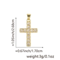 Golden cross pendant with eleven round cubic zirconia stones on white background - Rhinestone Row Cross (Style K)