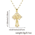 Gold cross pendant necklace with clear zircons and Jesus relief on bead link chain - Crucifix Cross with Mixed Rhinestones (Style R)