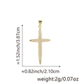 Gold cross pendant with white zircon inlays and detailed size dimensions in inches - Fashion Pointed Back Full Rhinestone Cross (Style S)