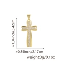 Gold cross pendant with white micro-pave zircons showing dimensions and weight details - Rounded Pavé Rhinestone Cross (Model T)