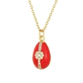 Gold plated egg pendant necklace with red enamel and sparkling zircon accents - Pendant Only (Without Chain) / Red