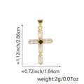 Gold cross pendant with black and clear zircons, sized 2.86x1.84cm and 2g weight - Central Black Stone Cross (Style X)