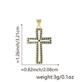 Gold-plated cross pendant with inlaid blue cubic zirconia stones and size dimensions - Blue Rhinestone Hollow Cross (Model C1)