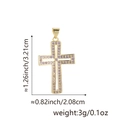 Gold-plated cross pendant featuring purple cubic zirconia stones with size dimensions - Purple Rhinestone Hollow Cross (Style F1)