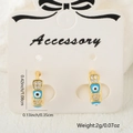 Golden Evil Eye hoop earrings with blue enamel and sparkling cubic zirconia stones - Blue And White Style