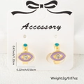 Golden Evil Eye hoop earrings with purple enamel and zircon inlay measuring 1.2cm height - Purple Enamel Style