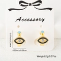 Mini gold evil eye hoop earrings with green oil drip design and zircon stone inlays - Black Enamel Style