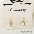 Golden micro-inlaid zircon evil eye huggie hoop earrings on white display card - Light Blue Style