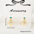 Golden evil eye mini hoop earrings with white enamel and sparkling zircon accents - White Enamel Style