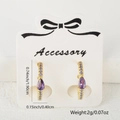 Boucles d'oreilles en cuivre doré avec zircon violet en goutte et détail papillon - Violet (Style 5)