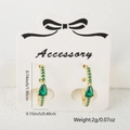 Boucles d'oreilles goutte en zircon vert doré avec cristaux micro-pavés élégants - Vert (Style 6)