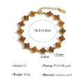Luxuriöses 18K vergoldetes Edelstahlarmband mit orangefarbenen Kleeblatt-Kristallen - Armband (SB040104-C) / Gold