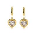 Orecchini a cerchio in acciaio inossidabile dorato 18K con ciondoli a cuore in zircone - Oro Bianco Pietra a Cuore