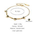 Detail of 14K gold plated stainless steel bracelet with African turquoise and round charms - Long Bar Link Turquoise Style (SB22101523)