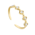 Verstelbare gouden open ring met vijf doorlopende bloemmotieven en zirkoonstenen - Vijfbloemige Continue Open Ring (SR22101503)