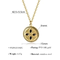 Collana a moneta in acciaio placcato oro 18K con smalto nero e specifiche tecniche - Stile Tondo Quadrifoglio Nero (SN20121102G)