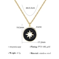 Collana con ciondolo moneta in smalto nero in acciaio inossidabile placcato oro 18K - Stile Tondo Ottagramma Nero (SN21051422)