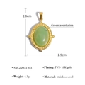 Colgante ovalado de aventurina verde con marco de acero inoxidable chapado en oro de 18K - Estilo Aventurina Ovalada (SAC22031403)