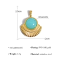 Colgante vintage de acero dorado con piedra amazonita y base en forma de abanico - Estilo Amazonita en Forma de Abanico (SAC22031405)