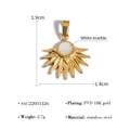 Pendentif soleil en acier inoxydable doré orné d'un centre en pierre de marbre blanc - Style Marbre Rayon de Soleil (SAC22031426)