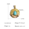 Pendentif en acier inoxydable plaqué or 18K PVD avec incrustation turquoise - Style Rayon de Soleil Turquoise Rond (SAC22031433)