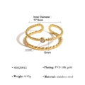 Anello aperto a doppio strato placcato oro 18K in acciaio inossidabile con cristallo - Stile Strass Ondulato a Doppio Strato (SR020041)