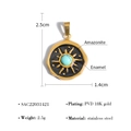 Pendentif soleil octogonal doré avec pierre d'amazonite et émail noir chic - Style Soleil en Amazonite Octogonale (SAC22031421)