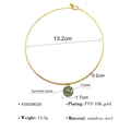 Detail of 13.2cm gold stainless steel choker with 1.7cm green stone pendant - Gold Style (SN030050)