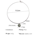 Detailed view of stainless steel collar necklace with green African turquoise pendant size - Silver Style (SN030050-S)