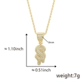 Detailed size chart of a golden hip hop water drip letter S pendant with zircon stones - Drip Letter S-Gold