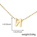 Detailed view of polished gold letter N pendant with precise size and weight measurements - N (Gold)