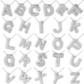 Collection complète de pendentifs alphabet A-Z en argent sertis de zircons cubiques - Pendentif Lettre A Seul (Sans Chaîne) / Argent