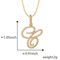 Collar hip hop dorado con colgante de letra Z cursiva y pavé de circonitas blancas - Colgante Solo C Dorado (Sin Cadena)