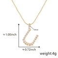 Collana con ciondolo a lettera in oro 18K e zirconi, altezza 1,00 pollice e peso di 4g - U (Solo Ciondolo)