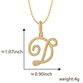 Colgante letra D dorado con circonitas blancas brillantes y cadena de cuerda fina - Colgante Solo D Dorado (Sin Cadena)