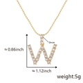 Collana con pendente a lettera W in oro 18 carati e zirconi su catena a sfere - W (Solo Ciondolo)