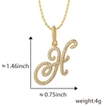 Collar hip hop con colgante de letra H cursiva en oro con circonitas blancas - Colgante Solo H Dorado (Sin Cadena)
