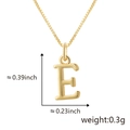 Collier avec pendentif lettre E dorée avec détails de dimensions et poids de la chaîne - E Or (Pendentif Uniquement (Sans Chaîne))