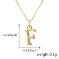 Pendentif lettre F dorée sur une chaîne vénitienne avec détails de dimensions - F Or (Pendentif Uniquement (Sans Chaîne))