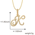 Collar de estilo hip hop con colgante de letra K dorado con circonitas y cadena de cuerda - Colgante Solo K Dorado (Sin Cadena)