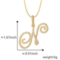 Colgante letra N cursiva chapado en oro con piedras de circonita blanca y peso de 6g - Colgante Solo N Dorado (Sin Cadena)