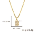 Collier avec pendentif lettre B plaqué or et incrustations de zircons brillants - B Doré Pendentif Seul (Sans Chaîne)