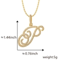 Colgante letra P estilo hip hop dorado con circonitas cúbicas en cadena de cuerda - Colgante Solo P Dorado (Sin Cadena)