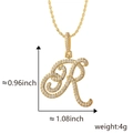 Colgante hip hop de letra R cursiva dorada con circonitas y cadena de cuerda - Colgante Solo R Dorado (Sin Cadena)