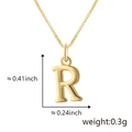 Collier avec pendentif lettre R plaqué or poli avec dimensions et détails précis - R Or (Pendentif Uniquement (Sans Chaîne))