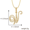 Collar con colgante letra W dorada en cursiva y brillantes piedras de circonia cúbica - Colgante Solo W Dorado (Sin Cadena)