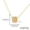 Ciondolo a forma di cubo dorato con lettera C e micro-pavé di zirconi per donne - Apertura 6.1mm / C Oro (Solo Ciondolo (Senza Catena))