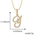 Colgante letra Y de oro hip hop con circones blancos en una cadena de cuerda dorada - Colgante Solo Y Dorado (Sin Cadena)